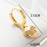 Gold color / 1 Piece Simple Series Classic Heart Copper   Gold Color Zircon Women's Dangle Earrings Picture2